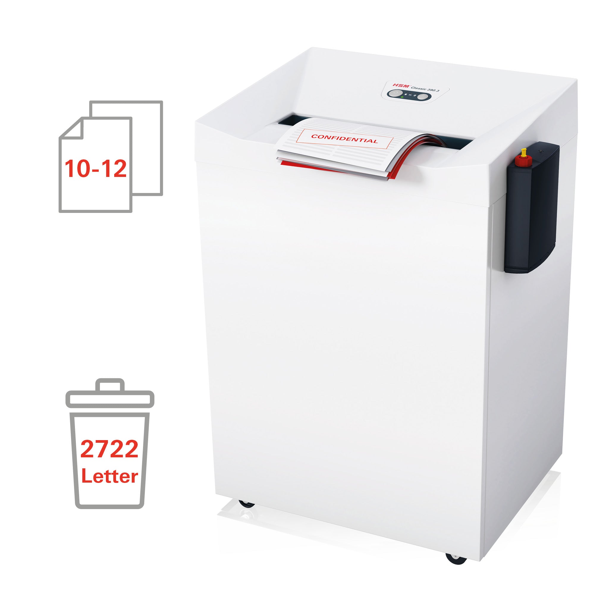 HSM Classic 390.3 Level P-7 Micro Cut Shredder with Automatic Oiler